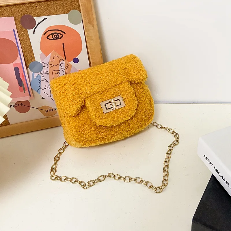 Women's Plush Solid Color Cute Square Lock Clasp Crossbody Bag display picture 73
