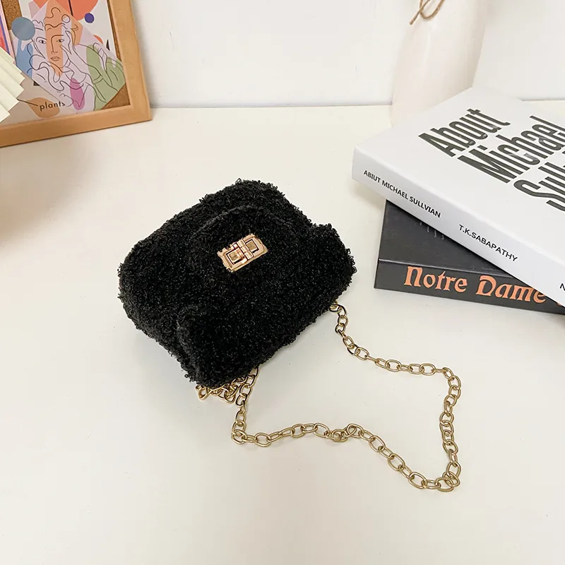 Women's Plush Solid Color Cute Square Lock Clasp Crossbody Bag display picture 62