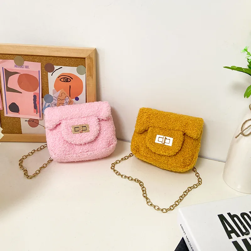 Women's Plush Solid Color Cute Square Lock Clasp Crossbody Bag display picture 76