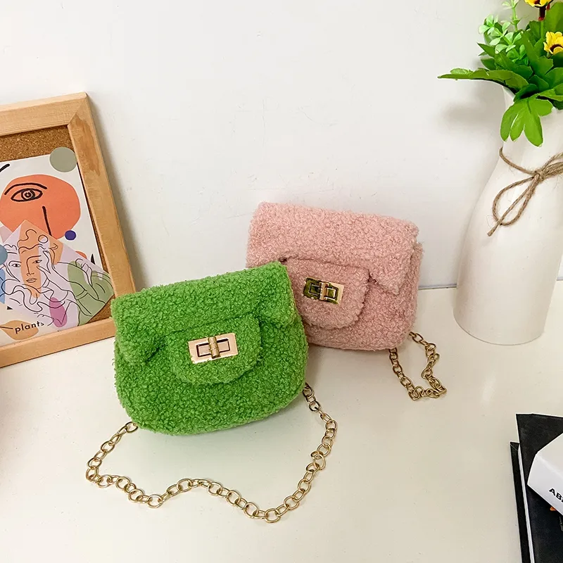 Women's Plush Solid Color Cute Square Lock Clasp Crossbody Bag display picture 71
