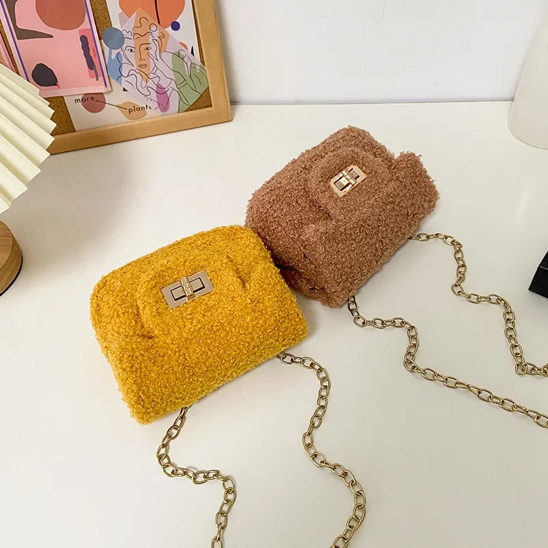 Women's Plush Solid Color Cute Square Lock Clasp Crossbody Bag display picture 74