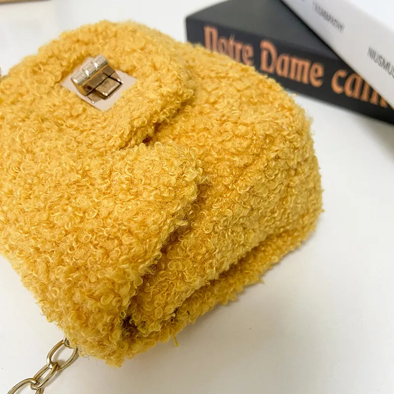 Women's Plush Solid Color Cute Square Lock Clasp Crossbody Bag display picture 68