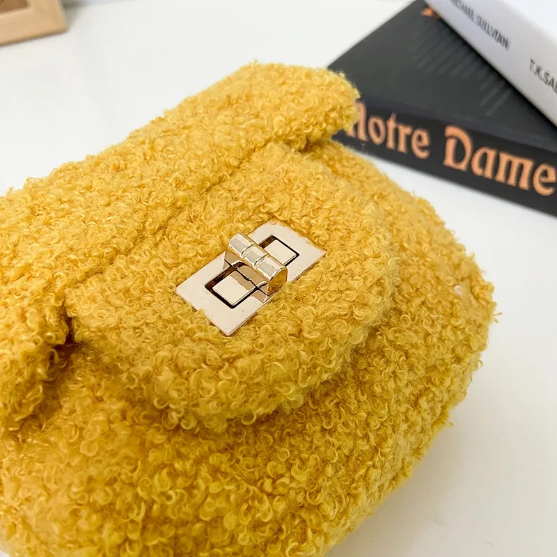 Women's Plush Solid Color Cute Square Lock Clasp Crossbody Bag display picture 78