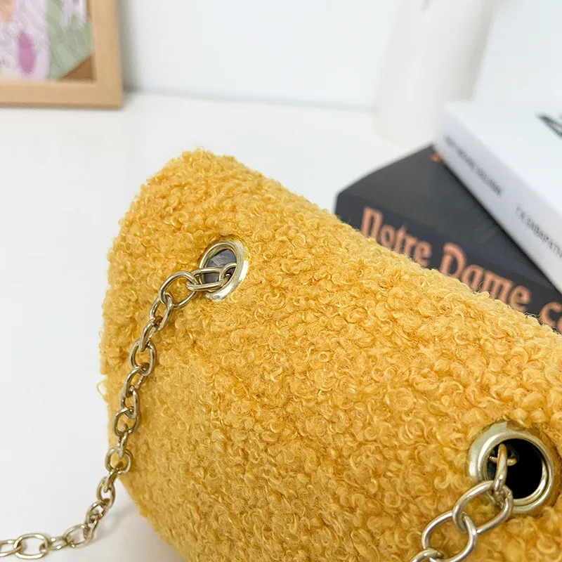 Women's Plush Solid Color Cute Square Lock Clasp Crossbody Bag display picture 75