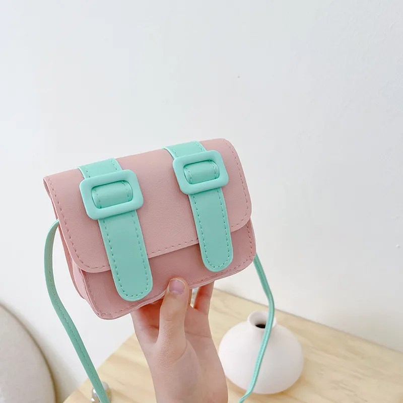Kid'S Pu Leather Color Block Cute Square Magnetic Buckle Shoulder Bag display picture 6