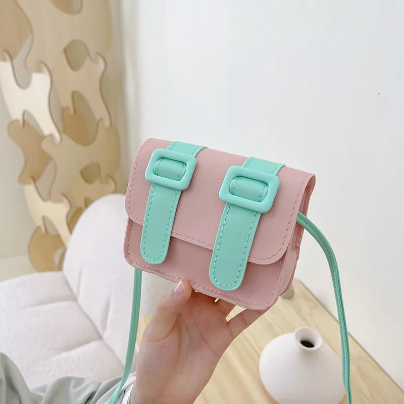 Kid'S Pu Leather Color Block Cute Square Magnetic Buckle Shoulder Bag display picture 29