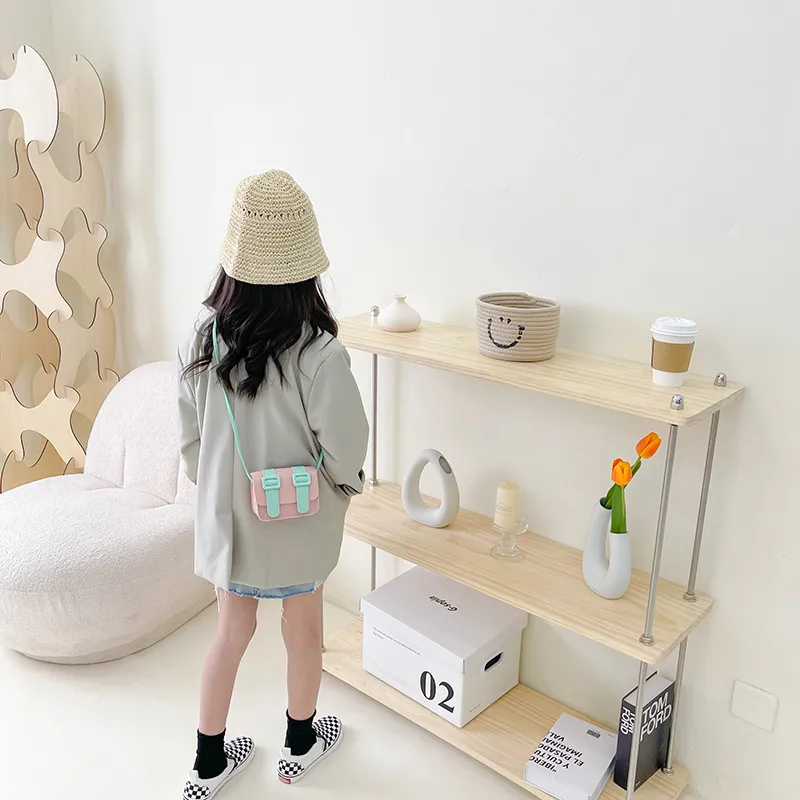 Kid'S Pu Leather Color Block Cute Square Magnetic Buckle Shoulder Bag display picture 48