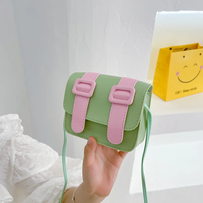 Kid'S Pu Leather Color Block Cute Square Magnetic Buckle Shoulder Bag display picture 14