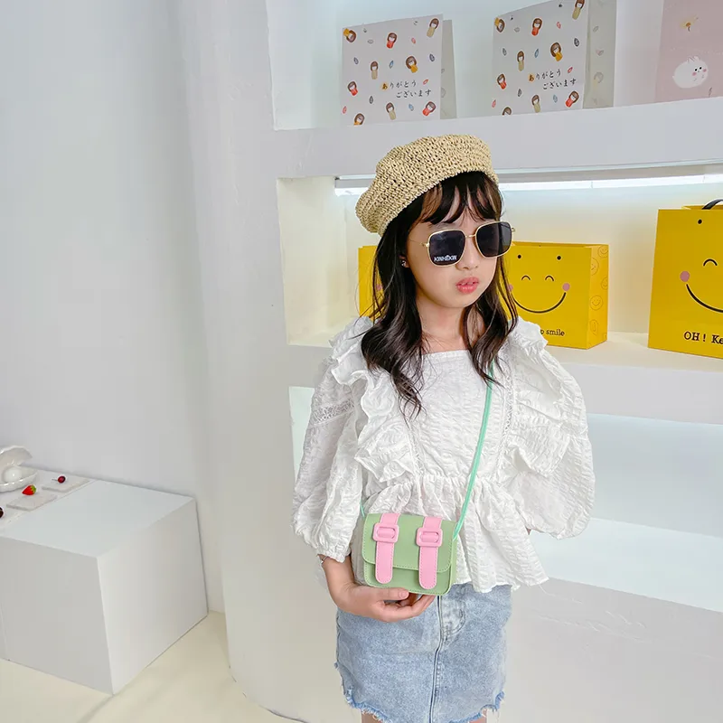 Kid'S Pu Leather Color Block Cute Square Magnetic Buckle Shoulder Bag display picture 37