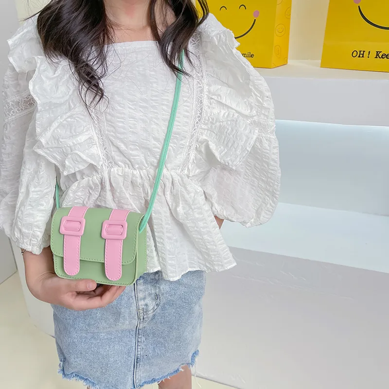 Kid'S Pu Leather Color Block Cute Square Magnetic Buckle Shoulder Bag display picture 60