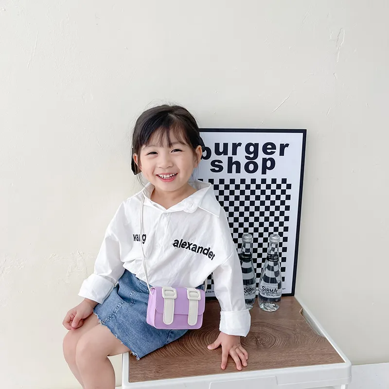 Kid'S Pu Leather Color Block Cute Square Magnetic Buckle Shoulder Bag display picture 54