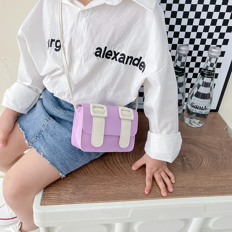 Kid'S Pu Leather Color Block Cute Square Magnetic Buckle Shoulder Bag display picture 52