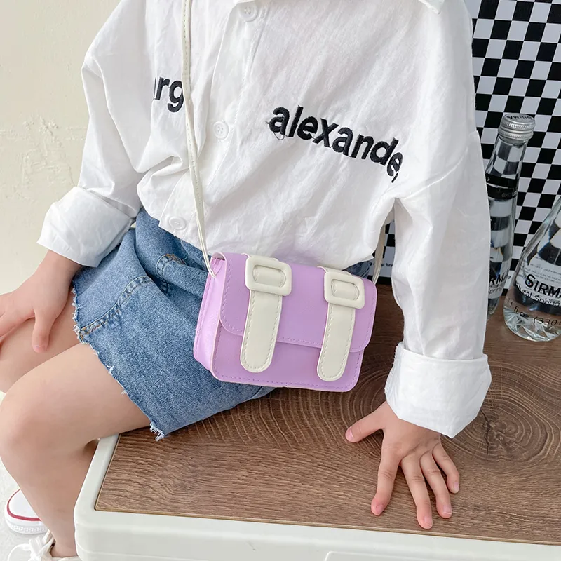 Kid'S Pu Leather Color Block Cute Square Magnetic Buckle Shoulder Bag display picture 56