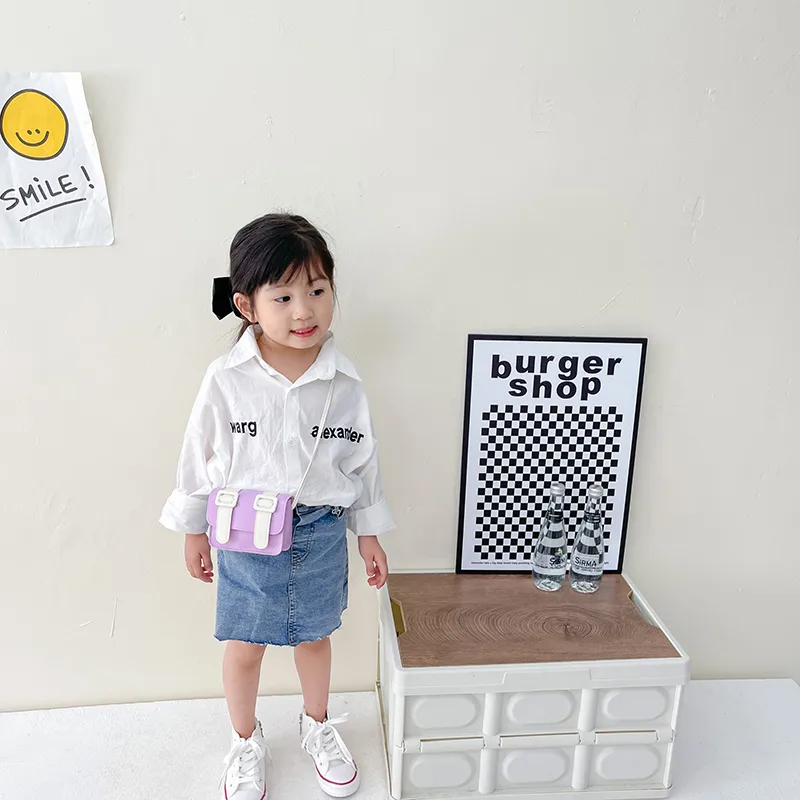 Kid'S Pu Leather Color Block Cute Square Magnetic Buckle Shoulder Bag display picture 57