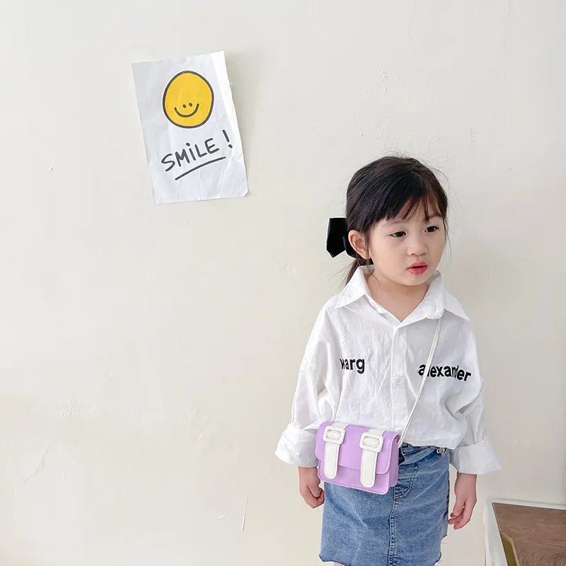 Kid'S Pu Leather Color Block Cute Square Magnetic Buckle Shoulder Bag display picture 59