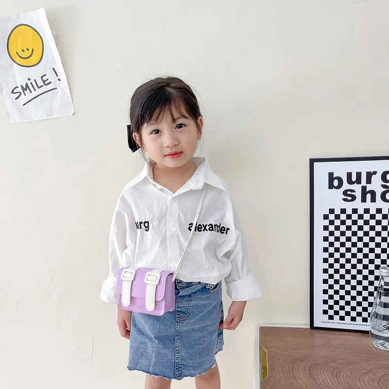 Kid'S Pu Leather Color Block Cute Square Magnetic Buckle Shoulder Bag display picture 63