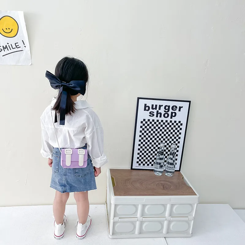 Kid'S Pu Leather Color Block Cute Square Magnetic Buckle Shoulder Bag display picture 74