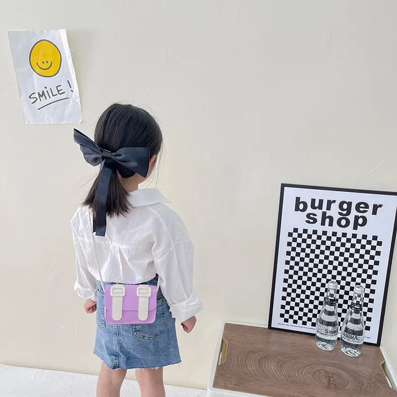 Kid'S Pu Leather Color Block Cute Square Magnetic Buckle Shoulder Bag display picture 77