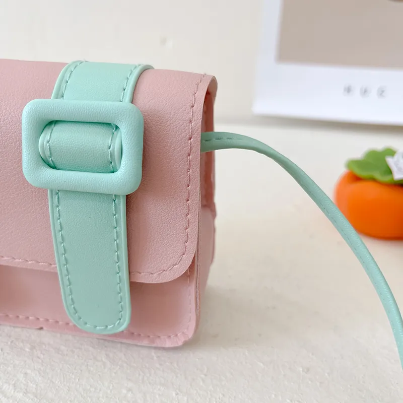Kid'S Pu Leather Color Block Cute Square Magnetic Buckle Shoulder Bag display picture 106