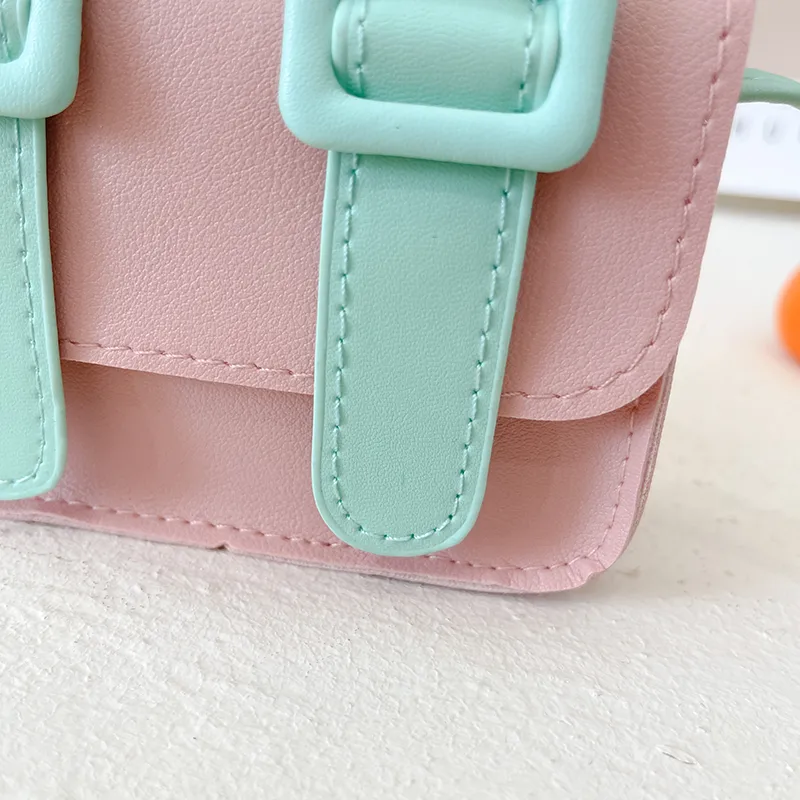 Kid'S Pu Leather Color Block Cute Square Magnetic Buckle Shoulder Bag display picture 87
