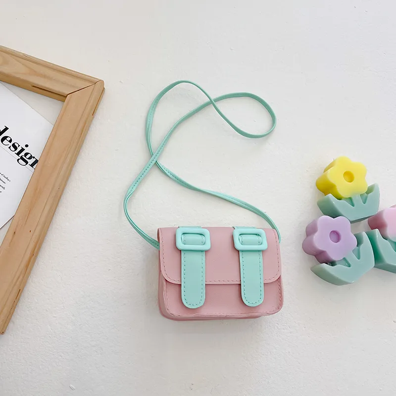 Kid'S Pu Leather Color Block Cute Square Magnetic Buckle Shoulder Bag display picture 107