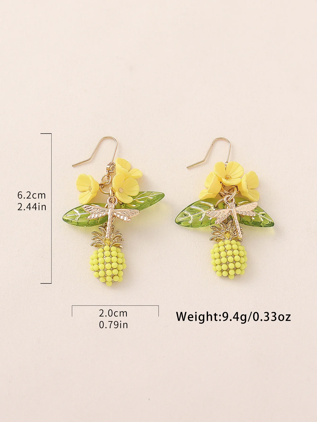 1 Pair Fairy Style Elegant Flower Pineapple Dragonfly Alloy Resin Drop Earrings display picture 5