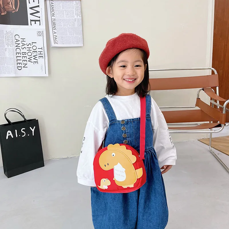 Kid'S Nylon Cartoon Dinosaur Cute Oval Zipper Crossbody Bag display picture 46