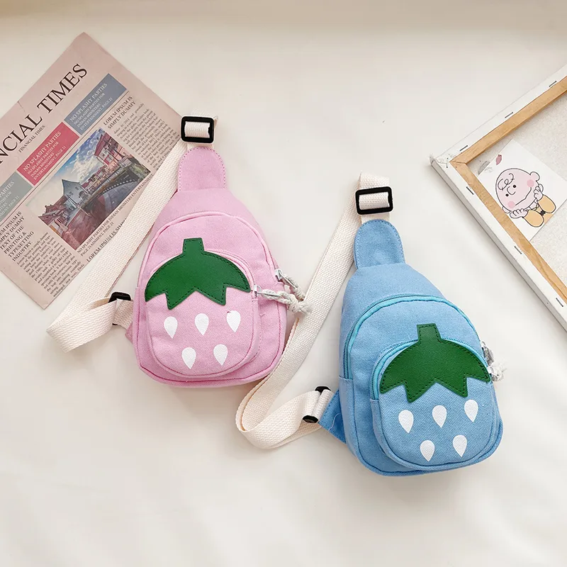 Kid'S Canvas Strawberry Cute Oval Zipper Fanny Pack display picture 13