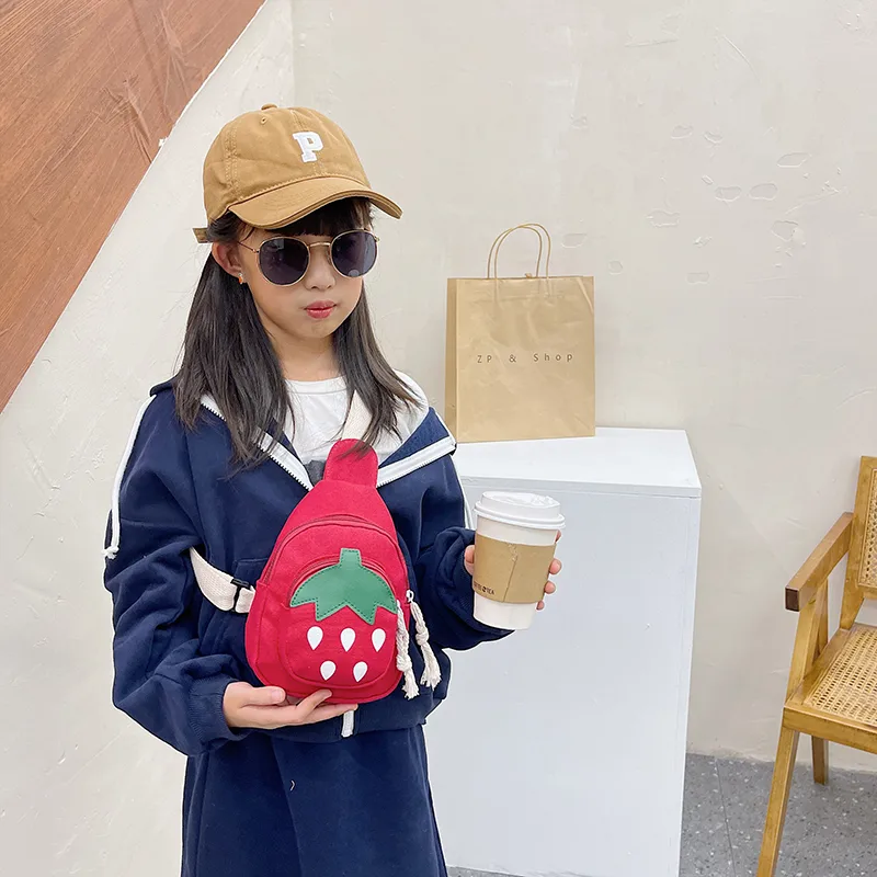 Kid'S Canvas Strawberry Cute Oval Zipper Fanny Pack display picture 17