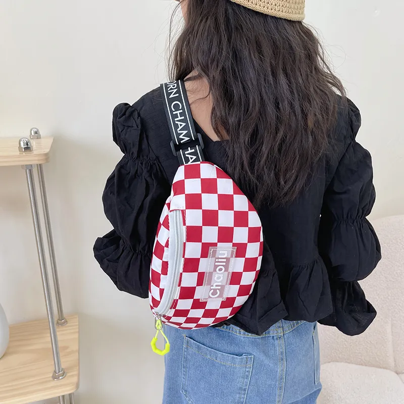 Kid'S Nylon Plaid Streetwear Dumpling Shape Zipper Fanny Pack display picture 5
