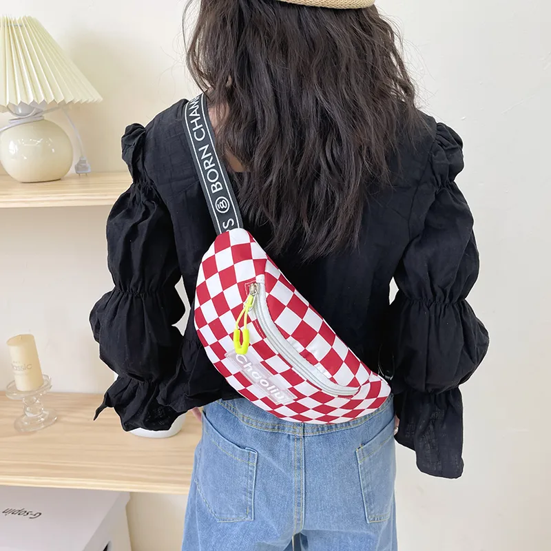Kid'S Nylon Plaid Streetwear Dumpling Shape Zipper Fanny Pack display picture 35