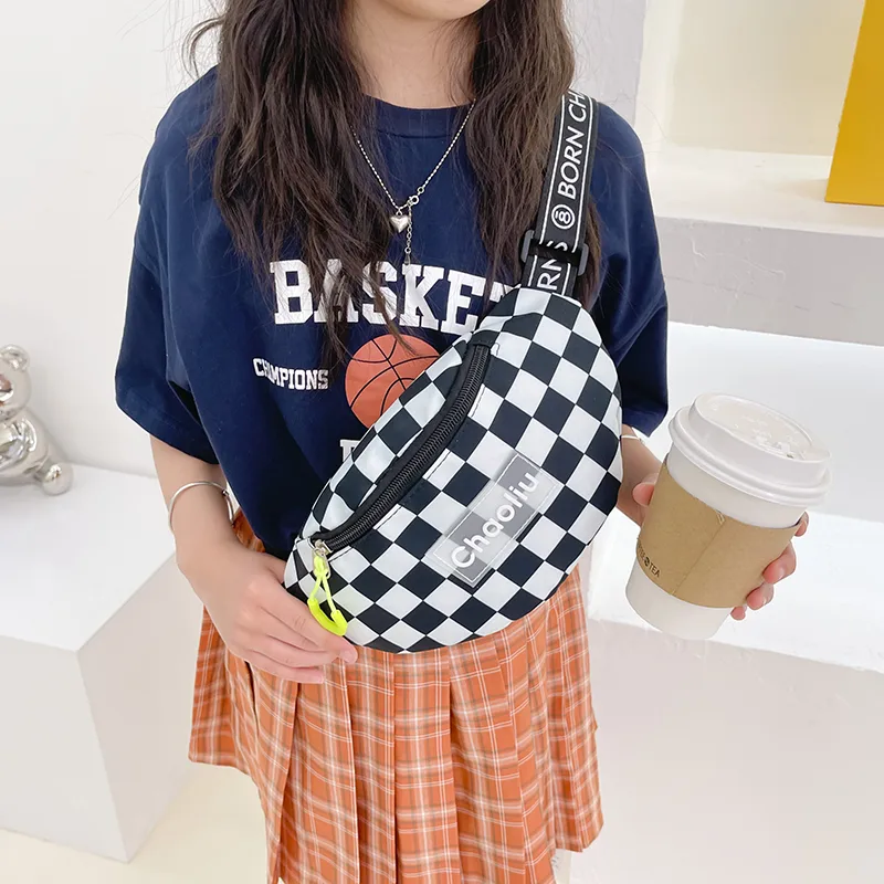 Kid'S Nylon Plaid Streetwear Dumpling Shape Zipper Fanny Pack display picture 43