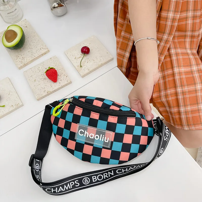 Kid'S Nylon Plaid Streetwear Dumpling Shape Zipper Fanny Pack display picture 56