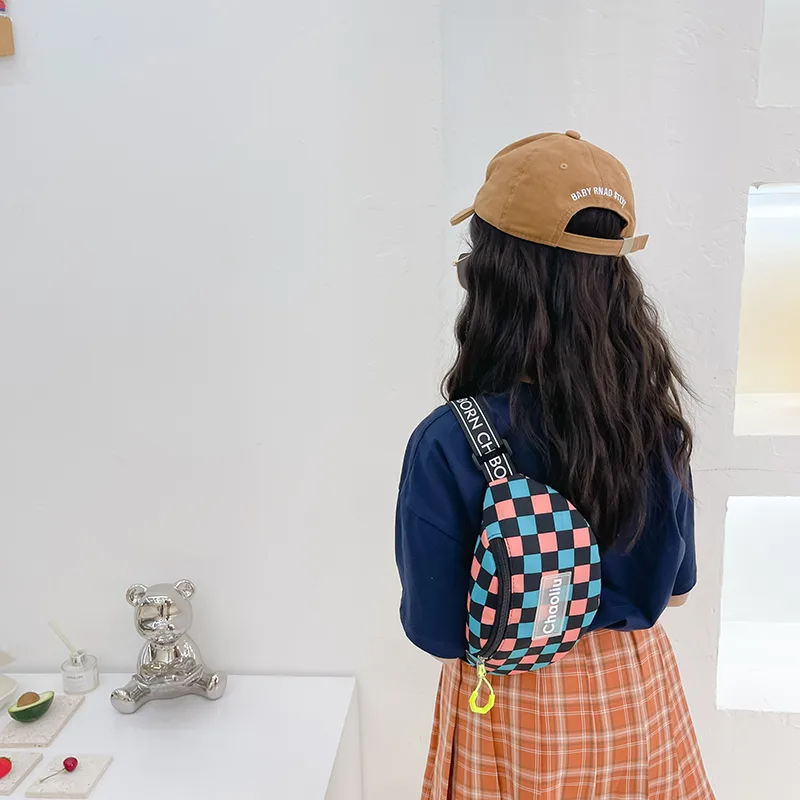 Kid'S Nylon Plaid Streetwear Dumpling Shape Zipper Fanny Pack display picture 58