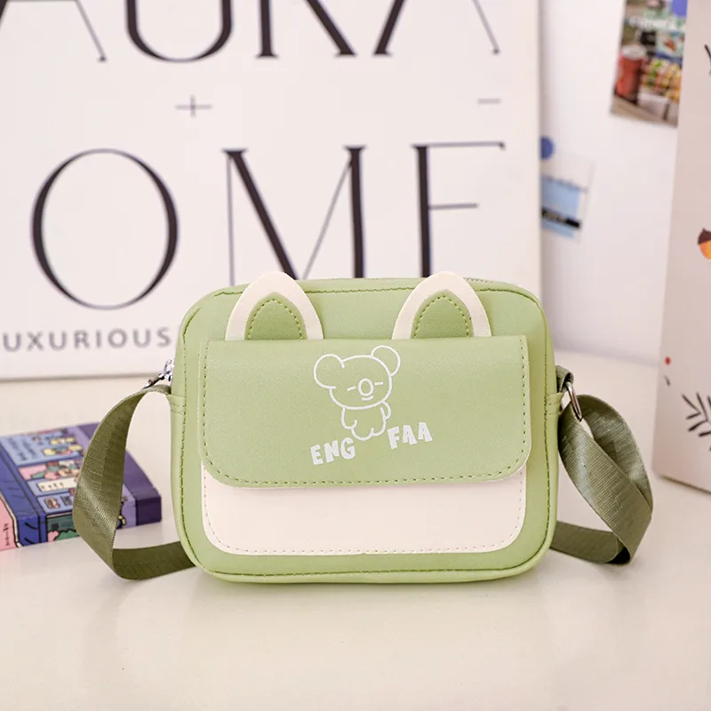 Kid'S Pu Leather Color Block Bear Cute Square Zipper Shoulder Bag Crossbody Bag display picture 21