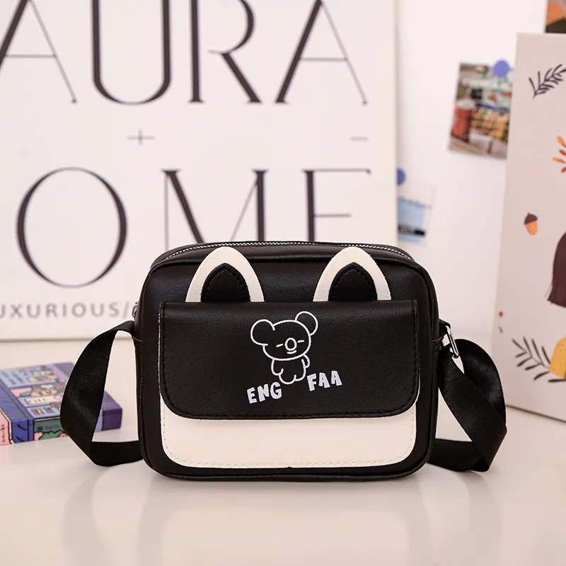 Kid'S Pu Leather Color Block Bear Cute Square Zipper Shoulder Bag Crossbody Bag display picture 24
