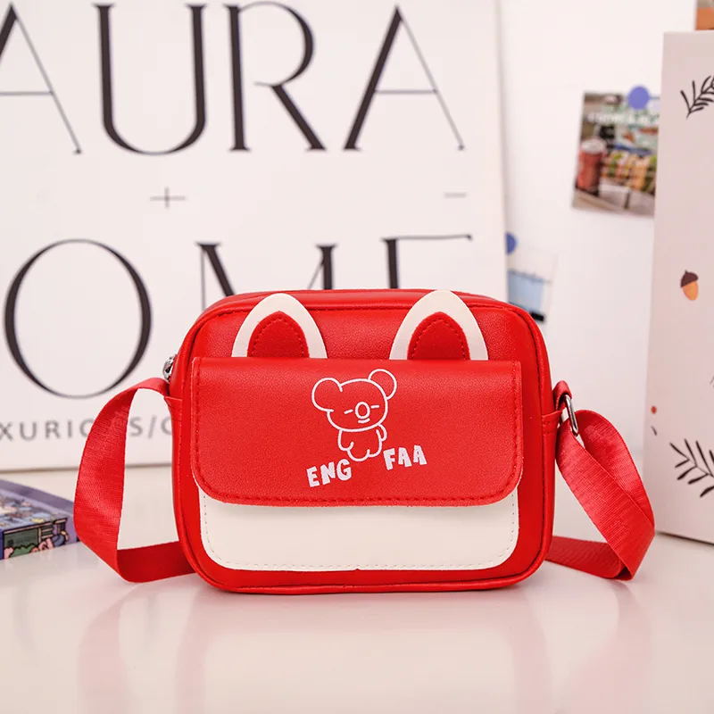 Kid'S Pu Leather Color Block Bear Cute Square Zipper Shoulder Bag Crossbody Bag display picture 19