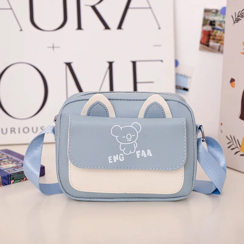 Kid'S Pu Leather Color Block Bear Cute Square Zipper Shoulder Bag Crossbody Bag display picture 17