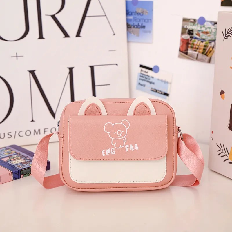 Kid'S Pu Leather Color Block Bear Cute Square Zipper Shoulder Bag Crossbody Bag display picture 12