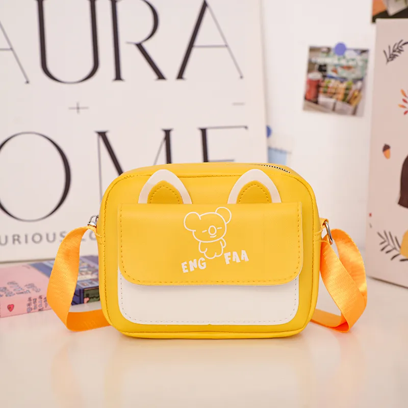 Kid'S Pu Leather Color Block Bear Cute Square Zipper Shoulder Bag Crossbody Bag display picture 15