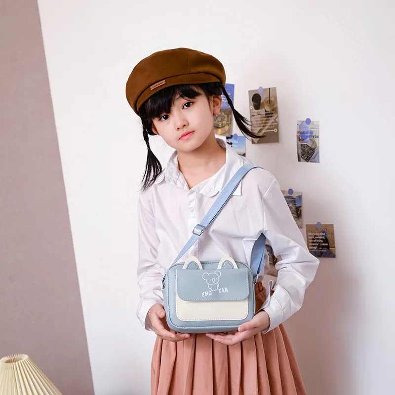 Kid'S Pu Leather Color Block Bear Cute Square Zipper Shoulder Bag Crossbody Bag display picture 40