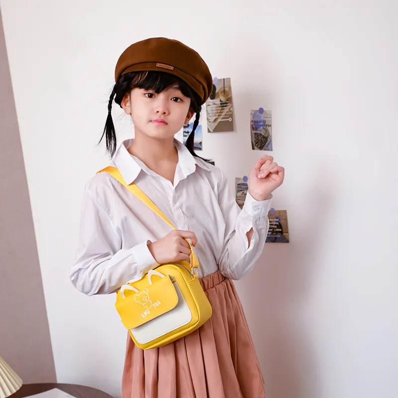 Kid'S Pu Leather Color Block Bear Cute Square Zipper Shoulder Bag Crossbody Bag display picture 36
