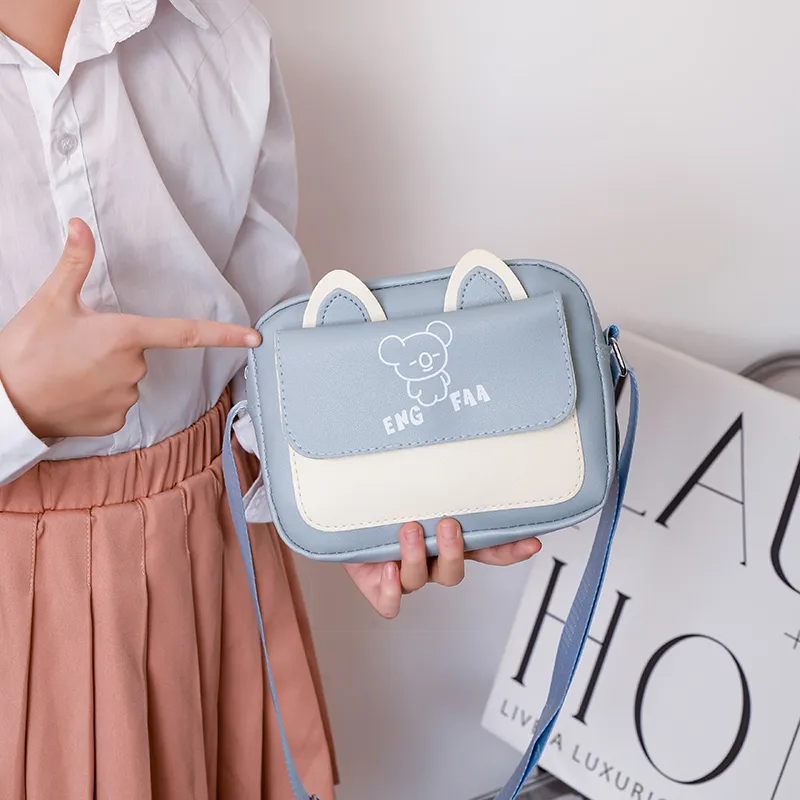 Kid'S Pu Leather Color Block Bear Cute Square Zipper Shoulder Bag Crossbody Bag display picture 52
