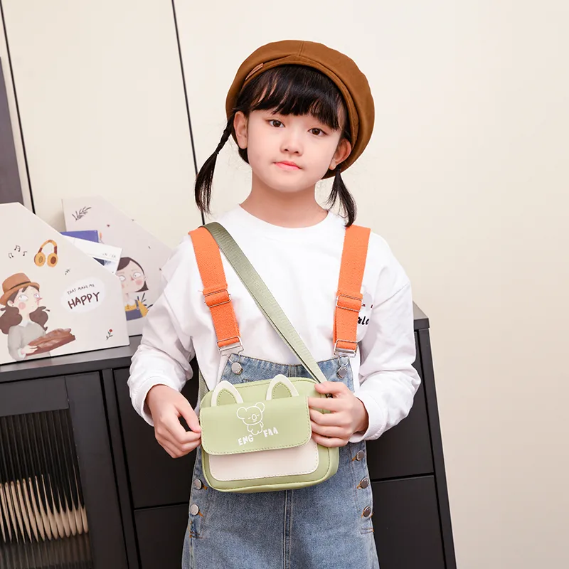 Kid'S Pu Leather Color Block Bear Cute Square Zipper Shoulder Bag Crossbody Bag display picture 74