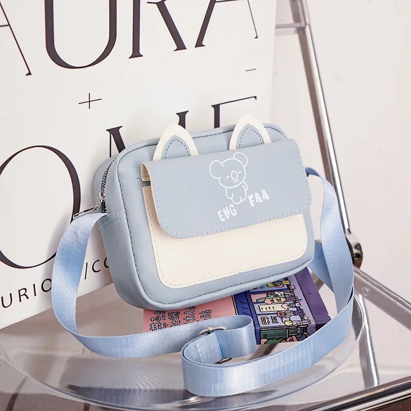 Kid'S Pu Leather Color Block Bear Cute Square Zipper Shoulder Bag Crossbody Bag display picture 41