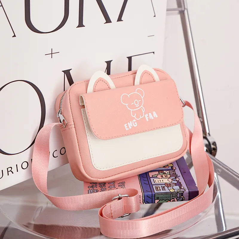 Kid'S Pu Leather Color Block Bear Cute Square Zipper Shoulder Bag Crossbody Bag display picture 46