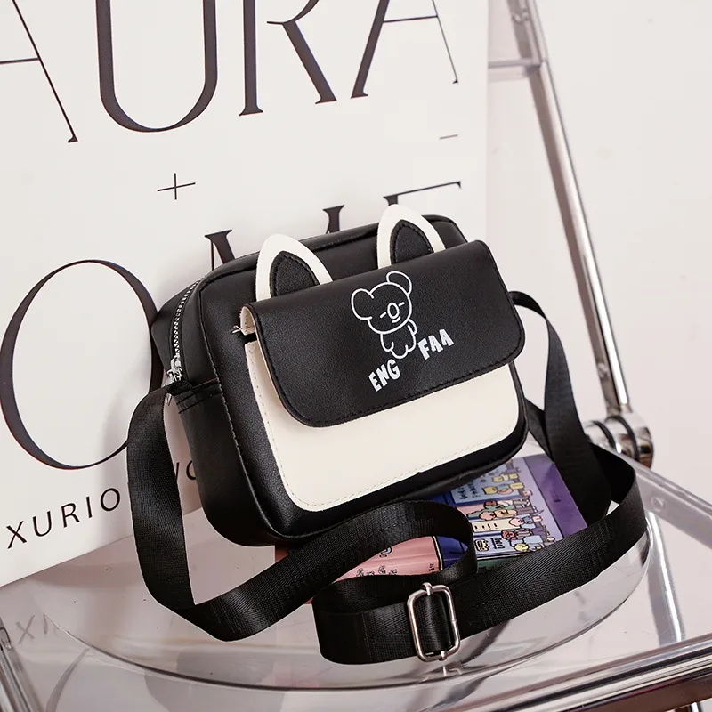 Kid'S Pu Leather Color Block Bear Cute Square Zipper Shoulder Bag Crossbody Bag display picture 43