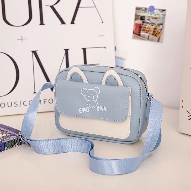 Kid'S Pu Leather Color Block Bear Cute Square Zipper Shoulder Bag Crossbody Bag display picture 22