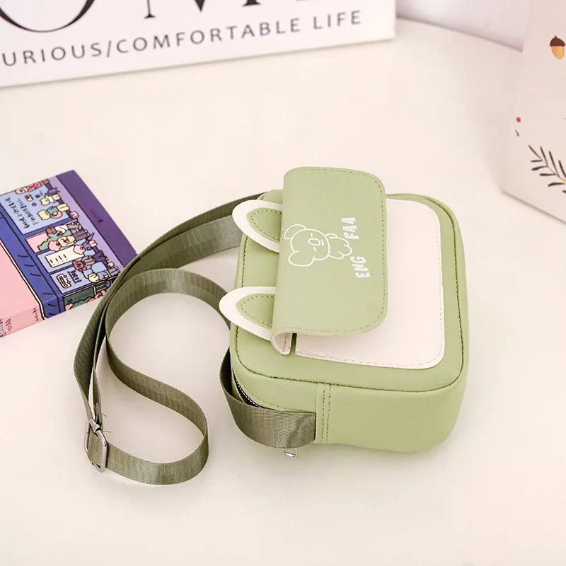 Kid'S Pu Leather Color Block Bear Cute Square Zipper Shoulder Bag Crossbody Bag display picture 44