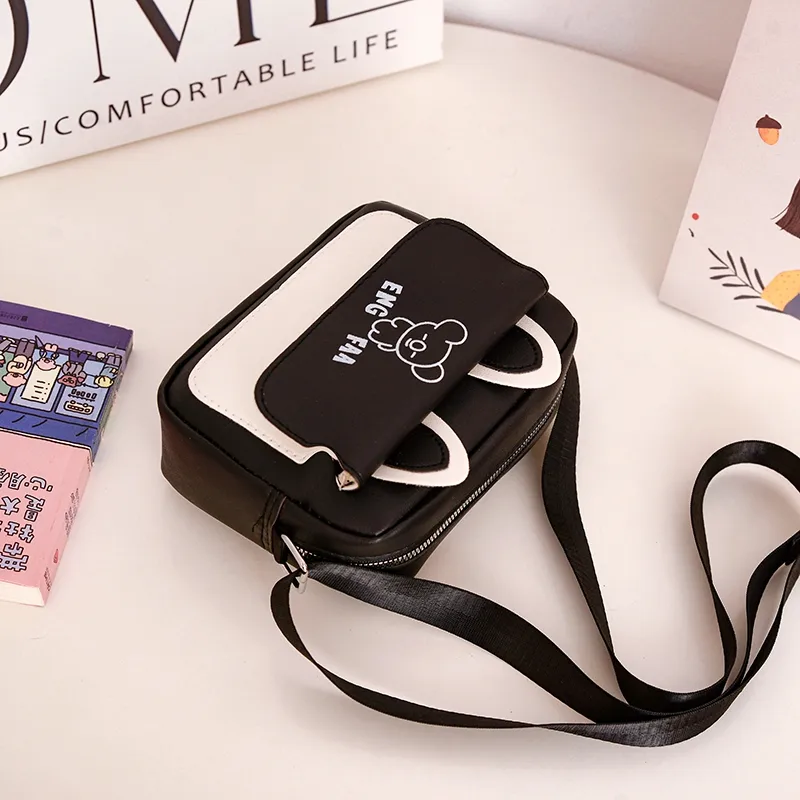 Kid'S Pu Leather Color Block Bear Cute Square Zipper Shoulder Bag Crossbody Bag display picture 47
